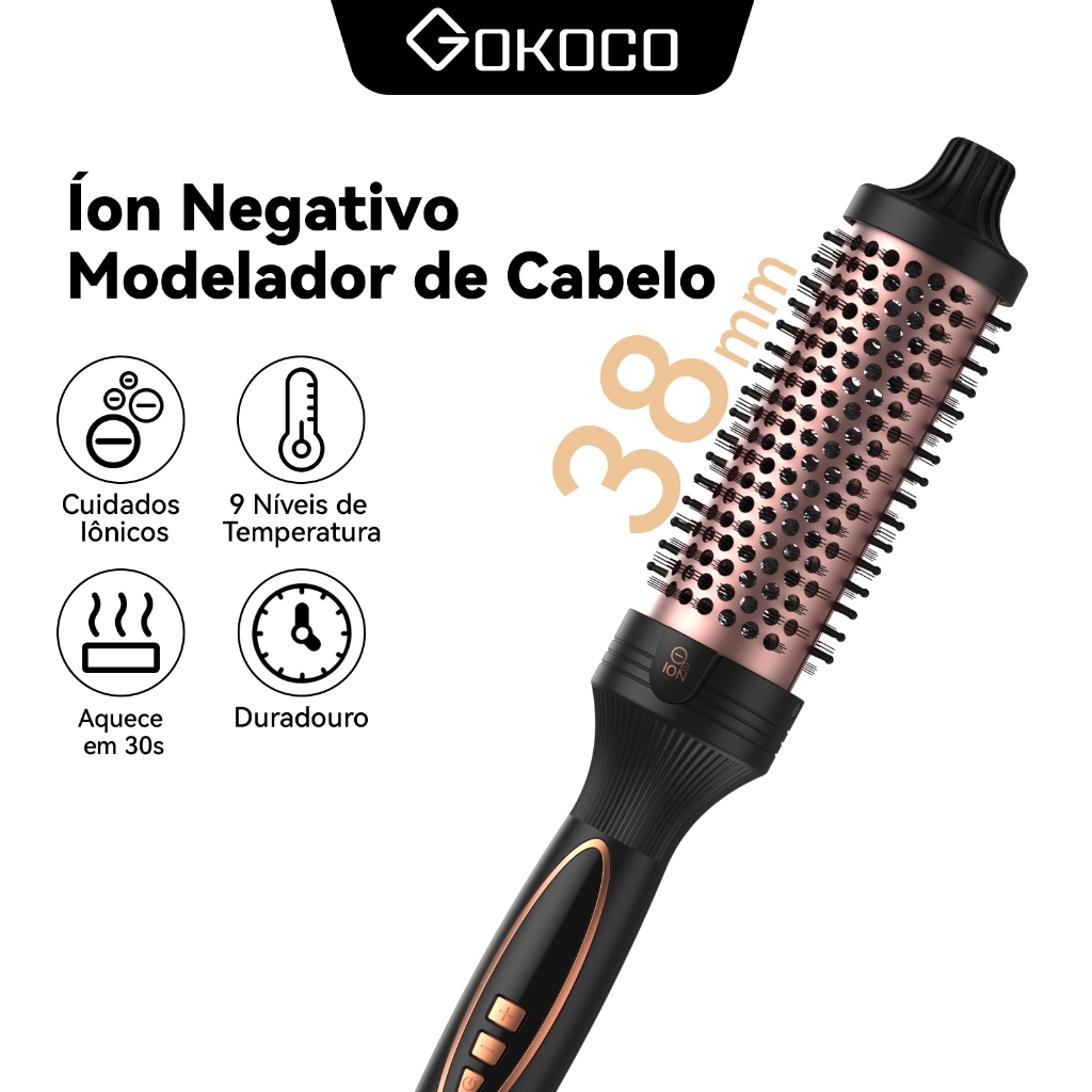 GOKOCO Modelador De Cabelo Portáti íons Negativos 9 Níveis De Temperatura Aquecimento Rápido 30s Para Cabelos Cacheado