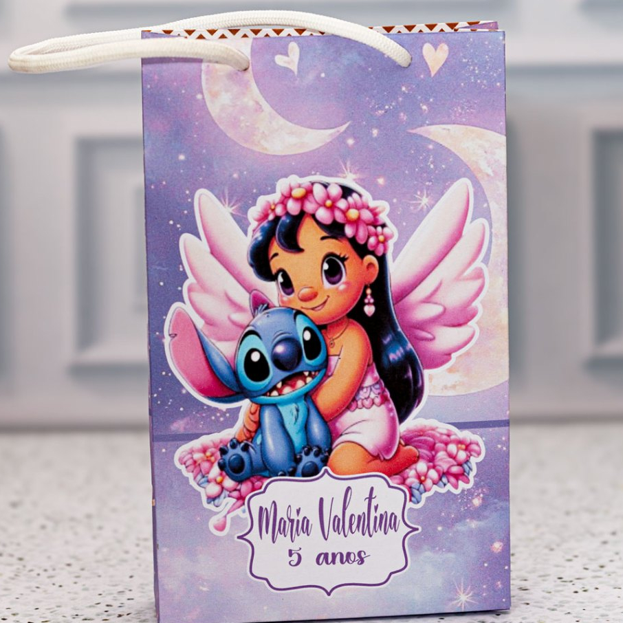 MINI Sacolinha Surpresa Personalizada LILO E STITCH  - Lembrancinha Personalizada Festa Infantil Pegue e Monte