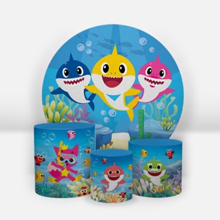Kit Painel Redondo com Trio Capas De Cilindros 1,50x1,50 Baby Shark em Oferta na Shopee