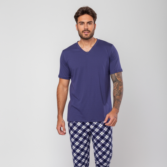 Conjunto Pijama Suede Masculino Calça e Camiseta
