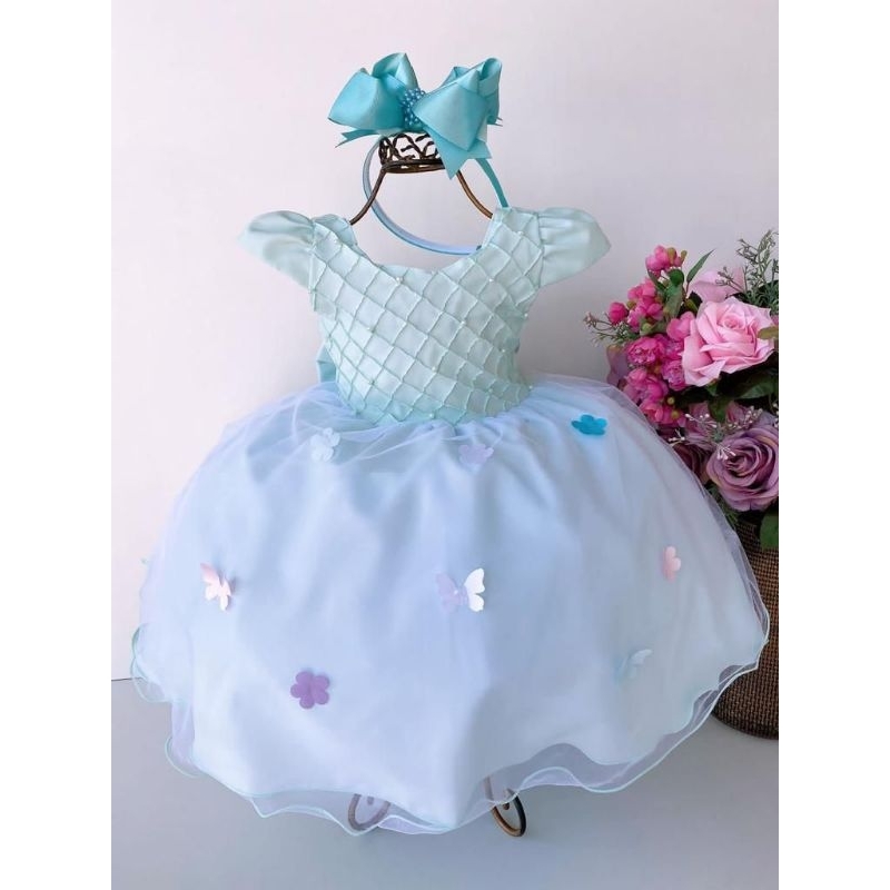 Vestido infantil bebe menina festa luxo aniversário jardim barato princesa