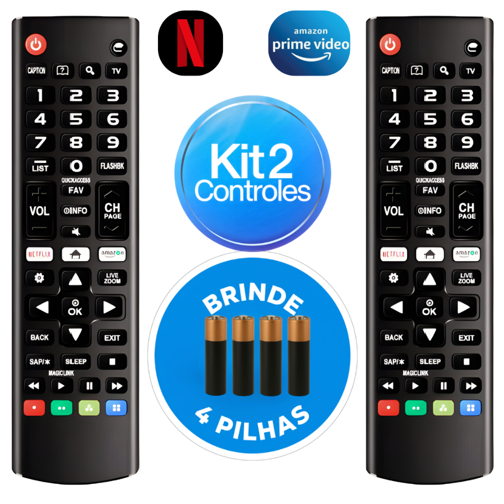 Kit Controle Remoto LG Smart TV Compatível LCD LED HDTV UHD OLED 3D 4K