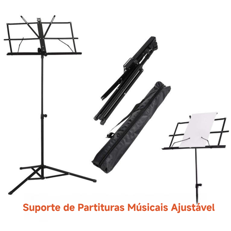 Estante De Partitura Suporte Pedestal Musical Maestro  Com Bolsa Bag Tripé Resistente Ajuste De Altura Cavalete Ferro