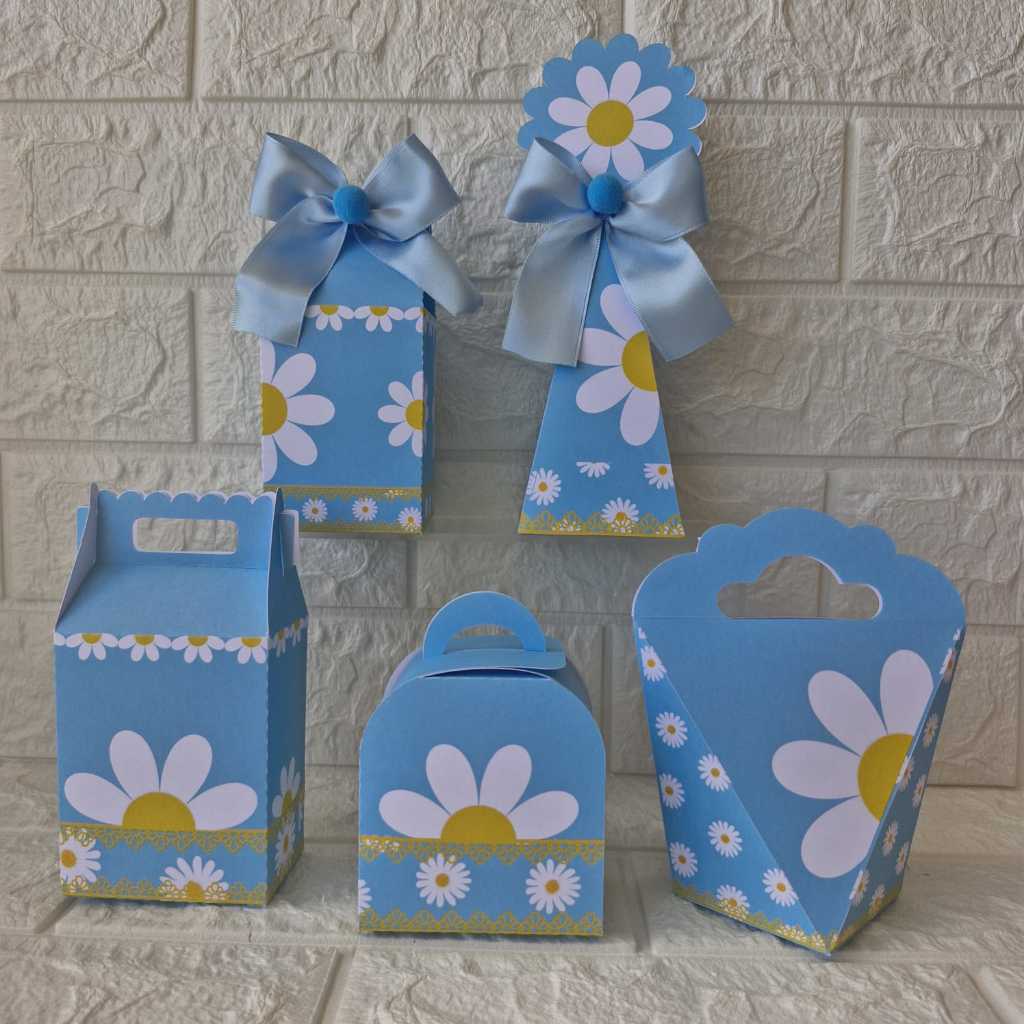Kit Festa Margarida Azul - Menina - Personalizados - Caixinhas - Lembrancinhas - Festa Infantil Margarida