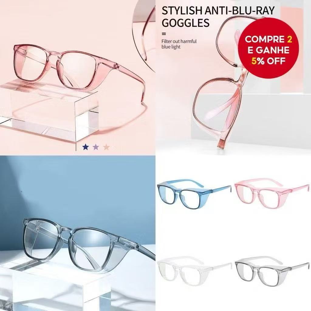Óculos de Proteção Antiluz Azul Antiembaçante e à Prova de Vento Visão Nítida Contra Pó, Areia e Pólen em Oferta na Shopee