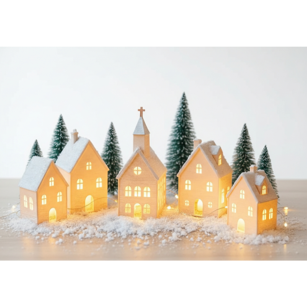 Kit 5 Casinhas Vila Natalina Iluminadas - Com Velas de Led - Magia e Aconchego para o seu ...