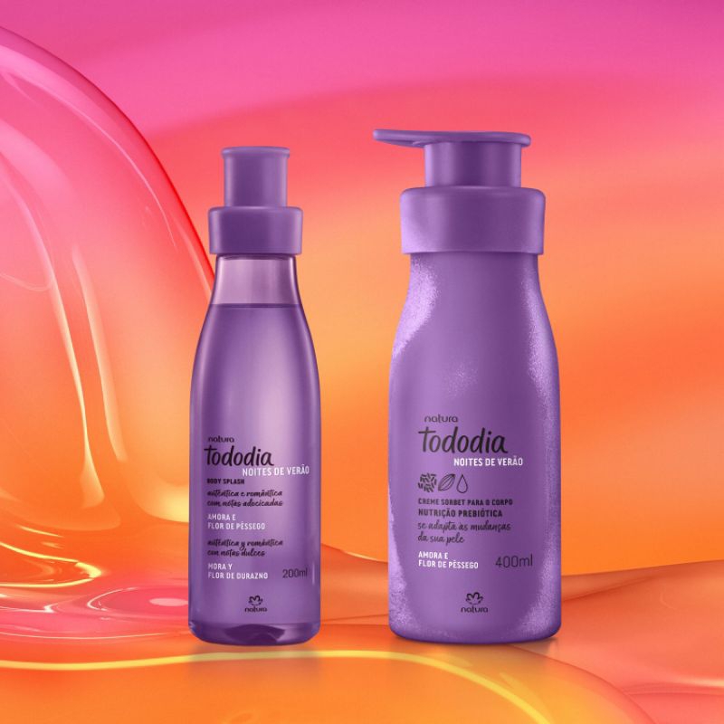 Kit Creme Sorbet Desodorante Nutritivo para o Corpo e Body Splash Tododia Amora e Flor de Pêssego - Natura Lançamento