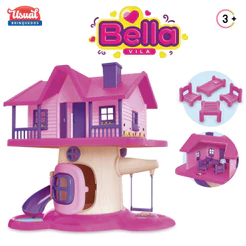 Casinha Boneca Bella Vila Tipo Árvore Usual c/ Móveis Balanço Escorregador 33cm Original Presente Menina Natal