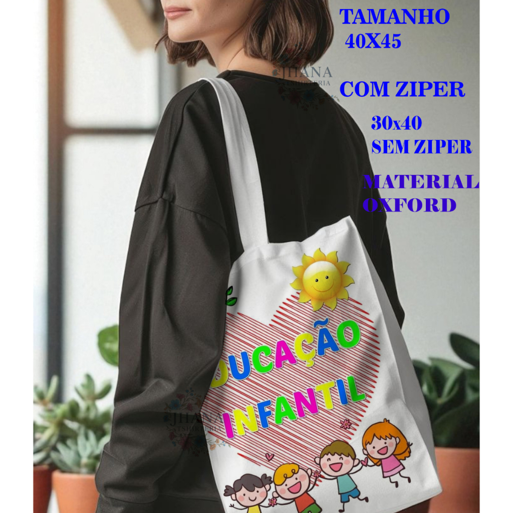Bolsa sacola Ecobag feminina,unissex PROFISSÃO, EDUCAÇÃO INFANTIL CORAÇÃO ROSA,PROFESSORA,casual,verão