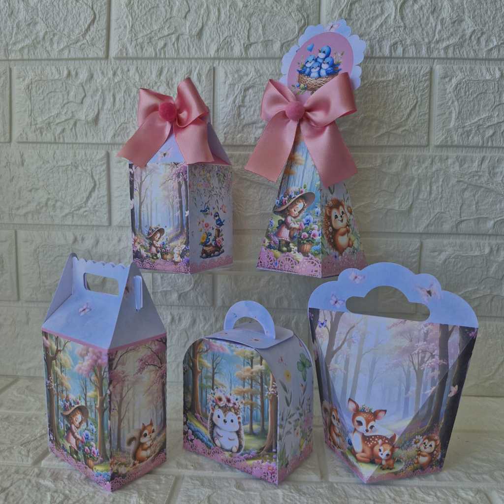 Kit Clássico Caixinhas Personalizadas Bosque Encantado Lembrancinhas Aniversário