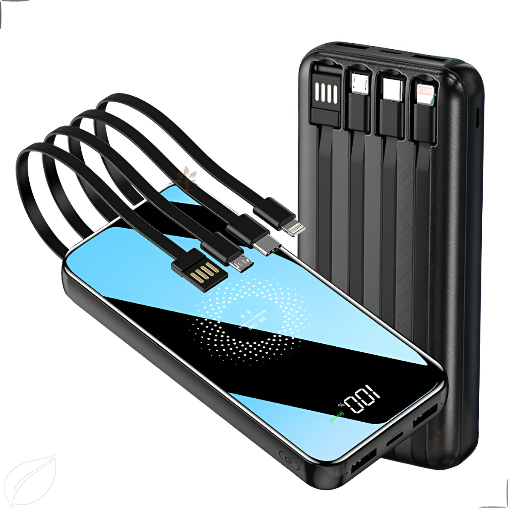 Carregador Portátil Pineng WUP-377 10000mAh Wireless Turbo | Power Bank Com Indução Cabos Embutidos