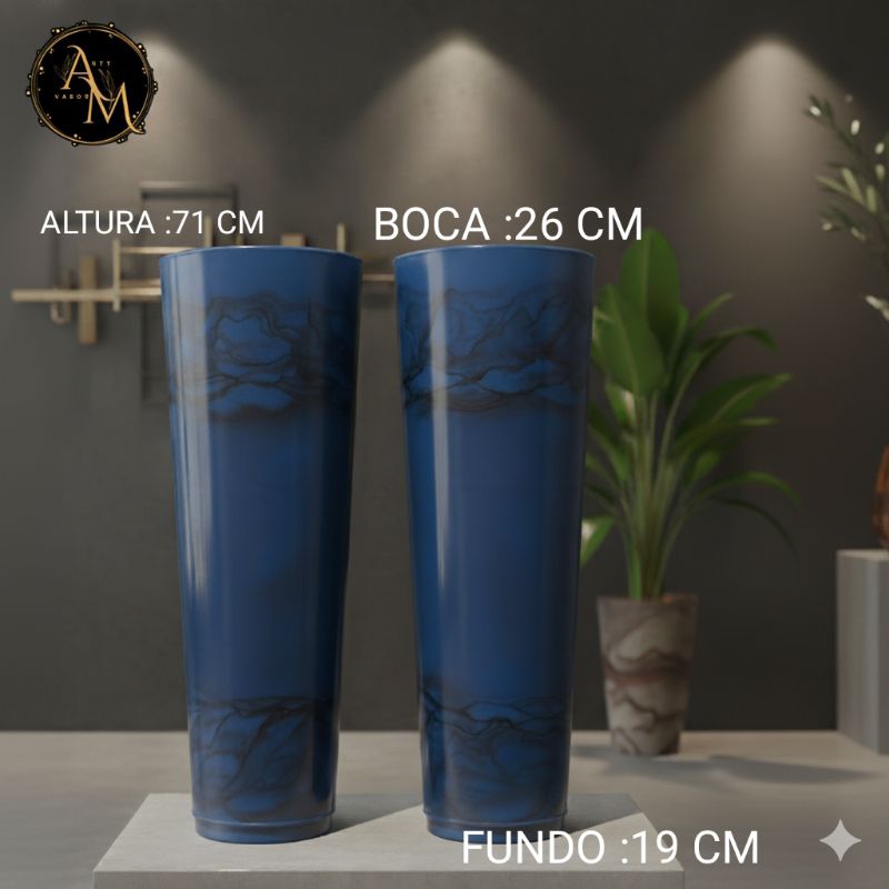 Kit 2 Vasos grandes luxuosos para plantas decorativo altura 71cm ,áreas internas e externas coluna cone Ibiza