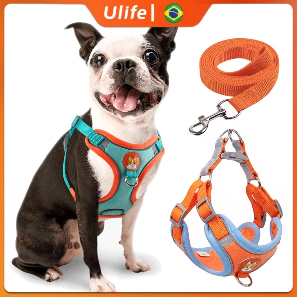 Coleira Peitoral Cachorro E Gato, Conjunto De Guia + Coleira Tipo Colete Para Pet Pequenos E Médios