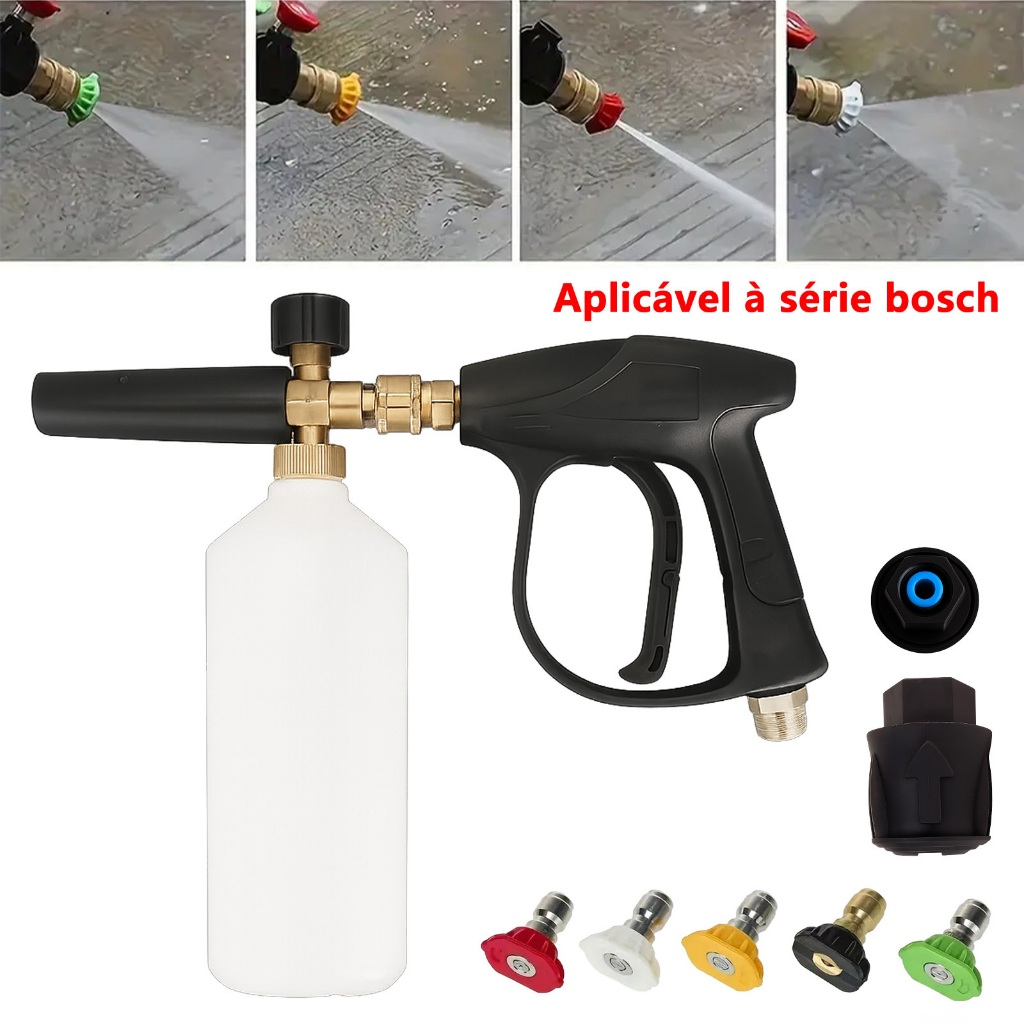 Kit Universal para Lavadora de Alta Pressão Bosch– Pote de Espuma PA com Plugue Rápido 1/4" e Pistola Doméstica em Oferta na Shopee