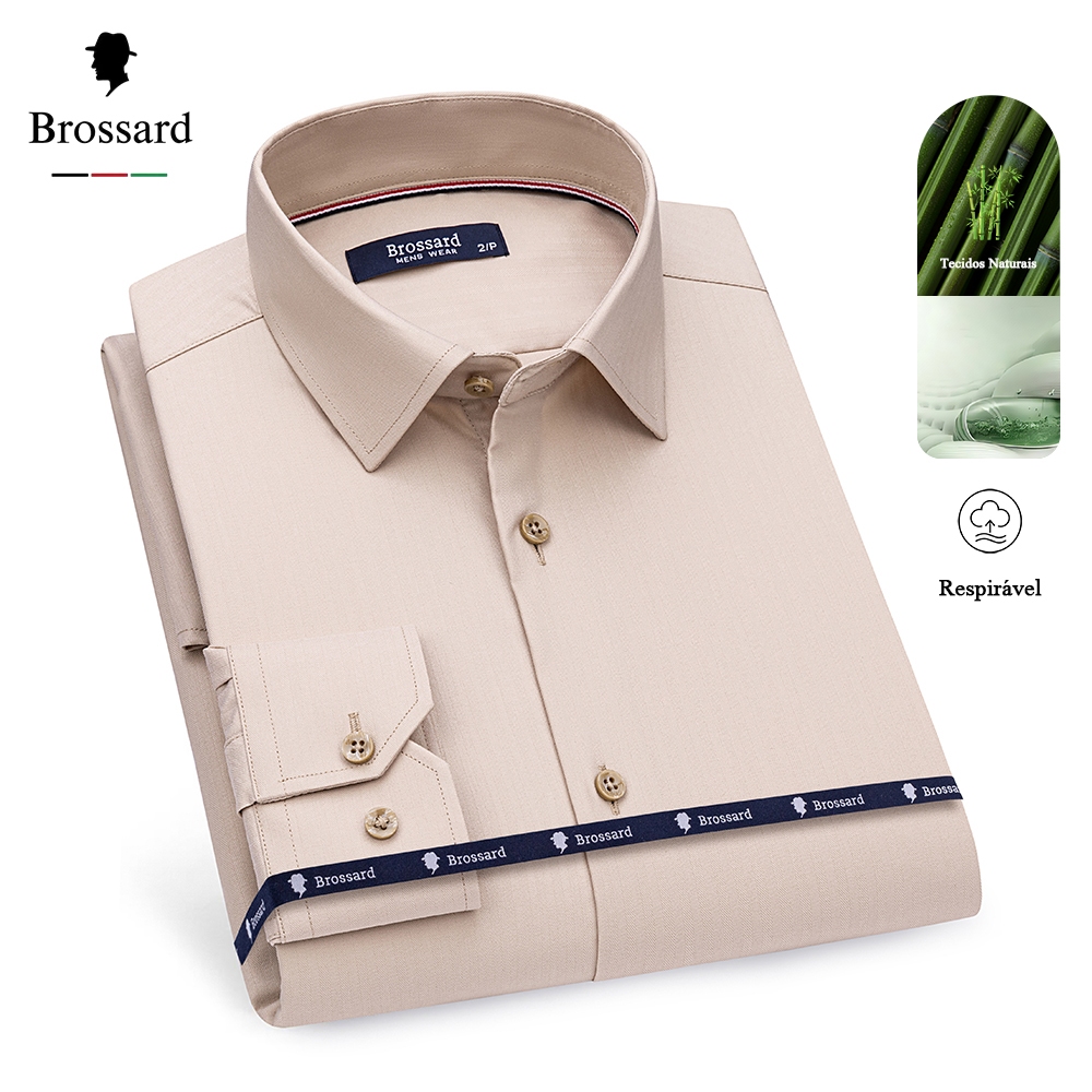 Camisa Social Masculina Que Não Amassa em Tecido de Fibra de Bambu Resfriante - Toque Fresco Natural em Oferta na Shopee
