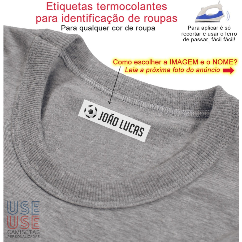 KIT com 15 Etiquetas Termocolantes de 5 x 1,2 CM para IDENTIFICAÇÃO de Roupas Uniforme Escolar Creche Berçário Asilo em Oferta na Shopee