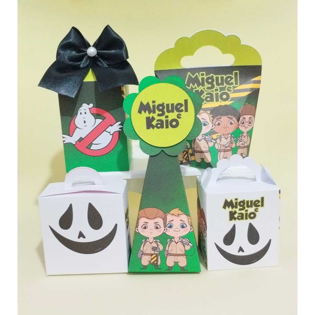 Kit Caça Fantasma 50 Caixas Personalizadas Lembrancinhas Festa Infantil Caixinhas Milk Aniversário Pegue e Monte