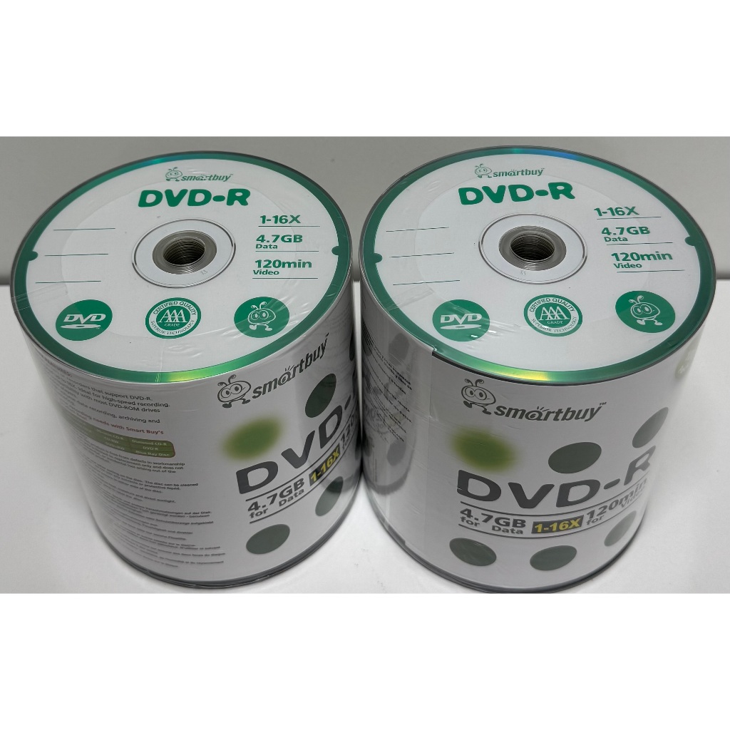 200 MIDIAS DVD SMART-BUY COM LOGO VERDE 4.7 GB DE 120 MINUTOS.