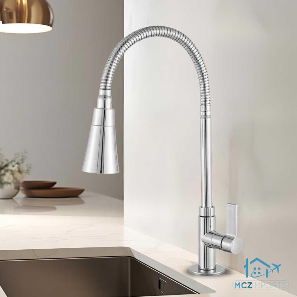 Torneira Gourmet Cozinha Mesa Bancada Pia Flexível Cromada Metal Abs Inox Cromada 1/4 Volta em Oferta na Shopee