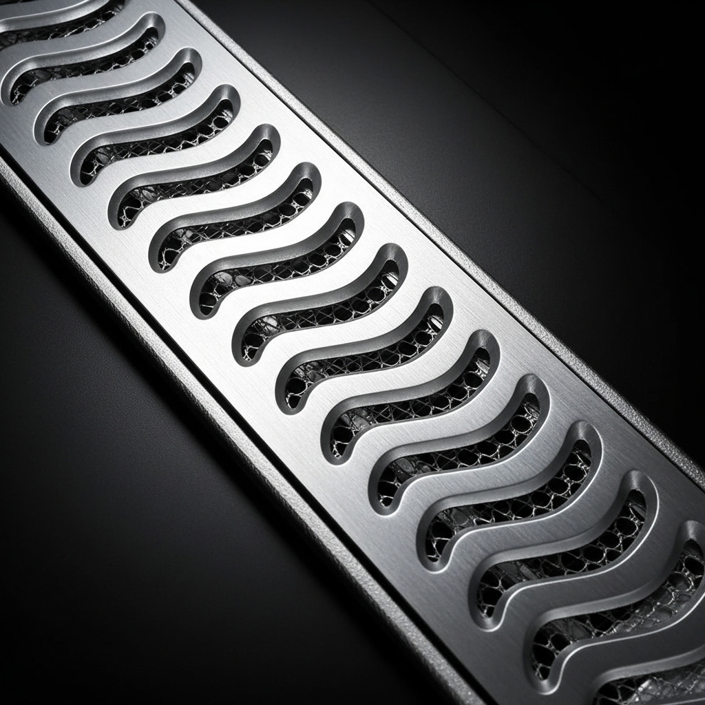 Ralo Linear Elite 8x150 Aluminio com Aro de Fixação e Tela (3 peças 8x50cm)