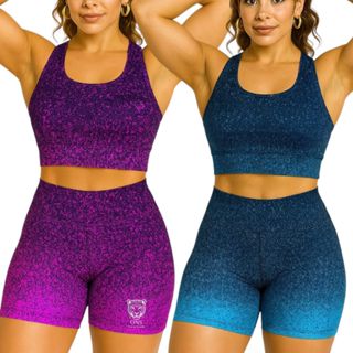 Kit 2 Shorts Feminino Degradê Curto Grosso Cintura Alta Modelador Estampado Sem Transparencia Corrid em Oferta na Shopee