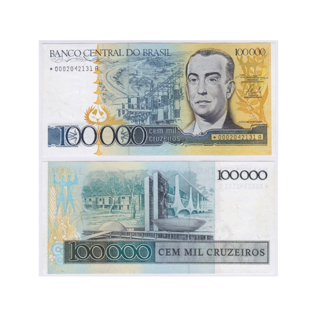CÉDULA 100.000 Cruzeiros (Juscelino Kubitschek)