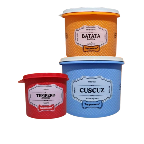 Kit Mantimentos Essences 3 Peças (Tempero, Batata Palha e Cuscuz) - Original Tupperware