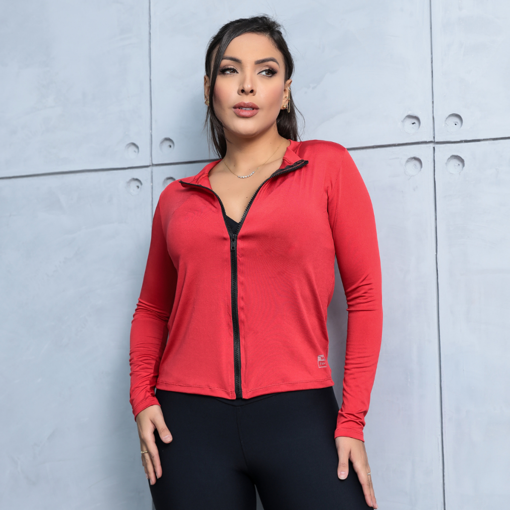 Casaco casaquinho Fit Ziper Academia Blusa Treino Feminino Térmico Proteção Termica UV 50+