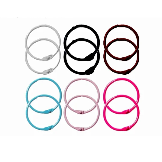 Pacote Com 12 Argolas Articulada Coloridas Em Metal 3cm (30mm) Encadernação/ Álbuns/ Cadernos/ Fichários/ Bloco de Notas