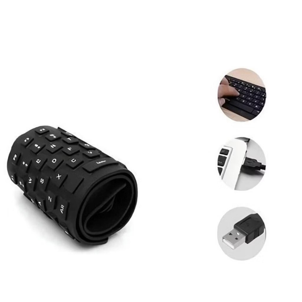 Teclado Flexível De Silicone Usb Dobrável Notebook Pc Tablet