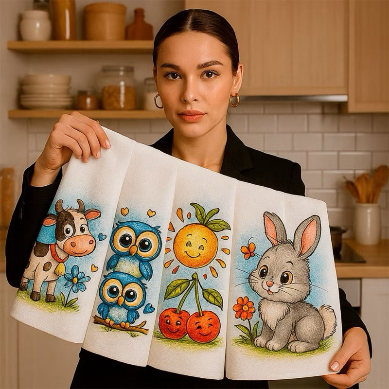 12 Pano de Copa Prato Branco com Estampa - 43 x 71cm cozinha absorção luxo promocao achadinhos