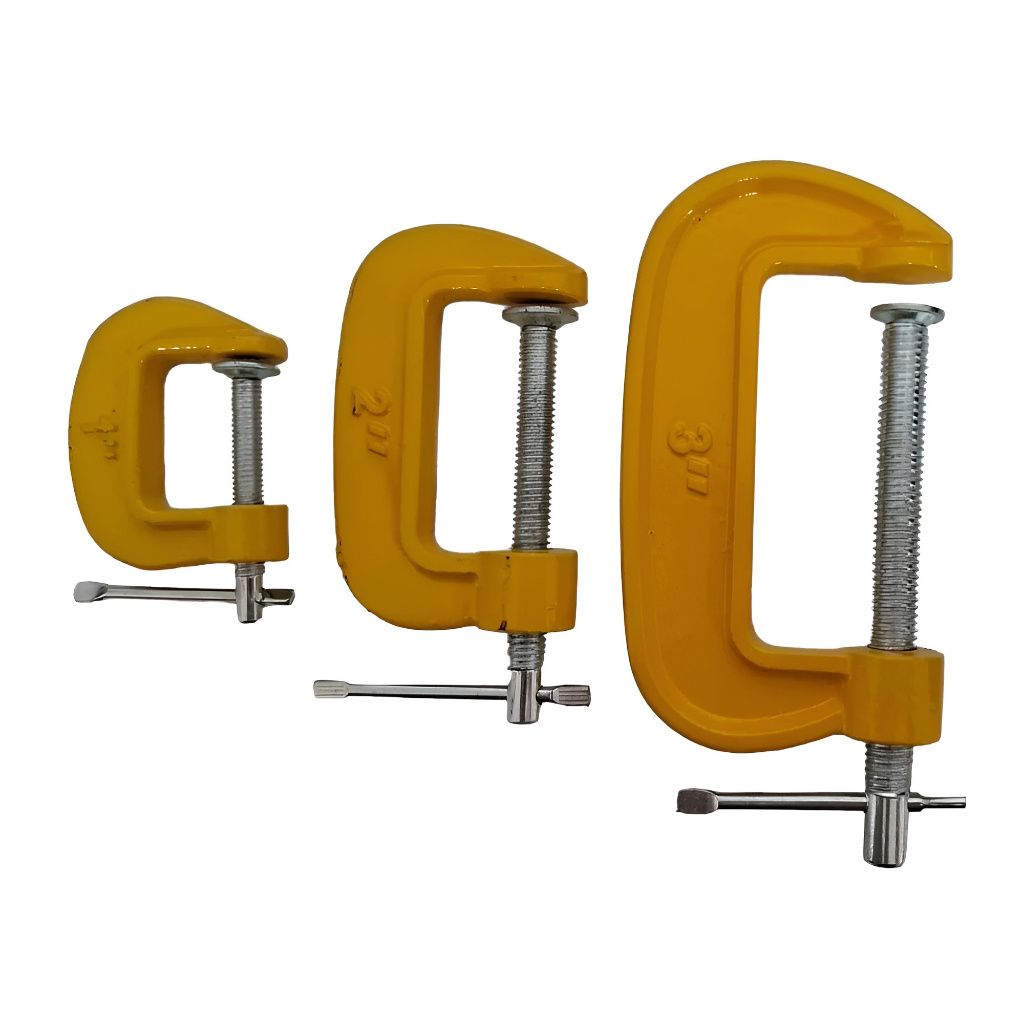 Kit 3 Grampos Sargento Tipo C de Aço 1" 2" 3" Polegadas Bomvink BOM-3621