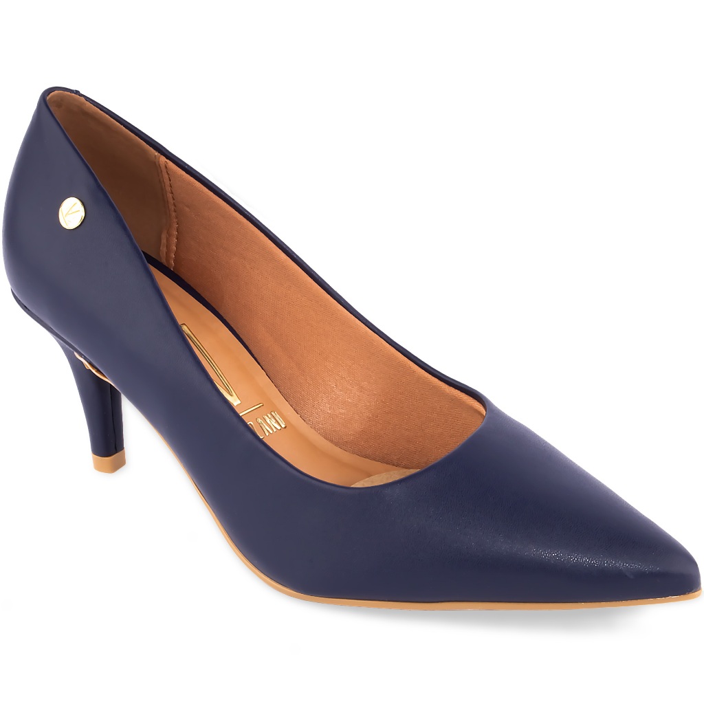 Sapato Scarpin Vizzano Feminino Salto Baixo Fino Original 1185 Navy