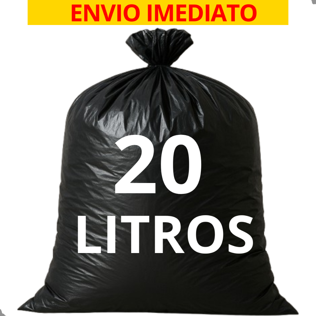 Saco de Lixo 20 Litros Resistente c/ 100 Unidades Preto Para Pia Banheiro Escritório Direto Fábrica