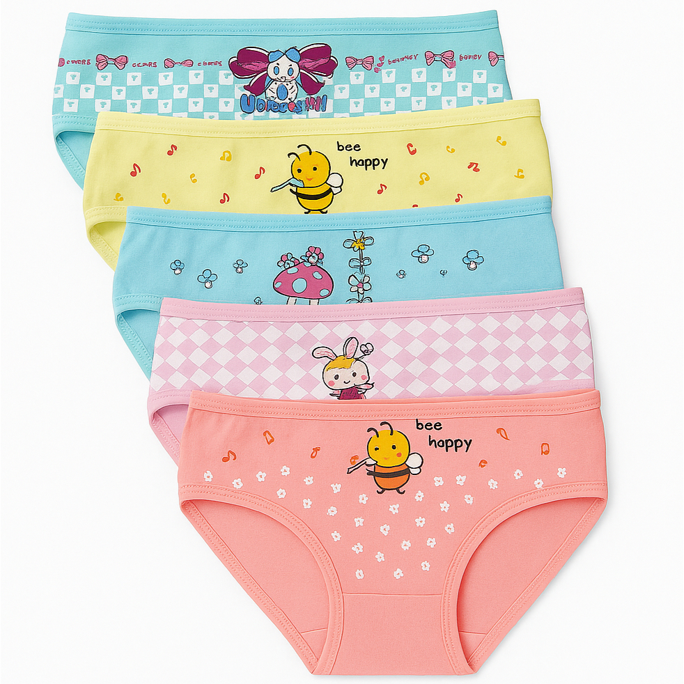Kit Calcinhas Infantil Menina Estampadas Algodão Feminina
