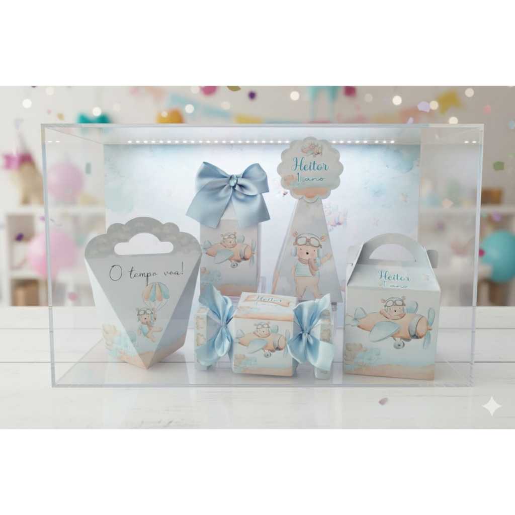 Kit  Caixinhas personalizadas Lembrancinhas Ursinho Aviador - PEGUE E MONTE em Oferta na Shopee