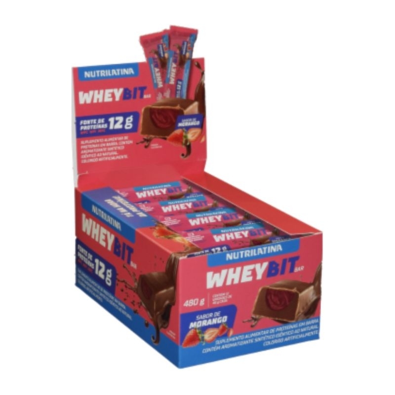 Barra De Proteína Nutrilatina 40g -12 Unid -12g Whey Protein
