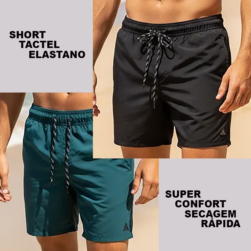 kIT 2 Bermuda Masculina Tactel Básica Liso Premium Bolsos Ótimo Para Academia Treino Praia Piscina