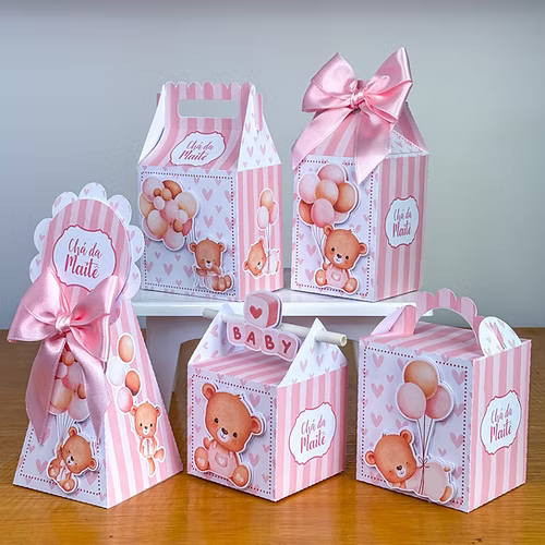 KIT FESTA - PRÉ MONTADO / TEMA: URSINHA ROSA  - Caixinhas Personalizadas -  Lembrancinha de Aniversário