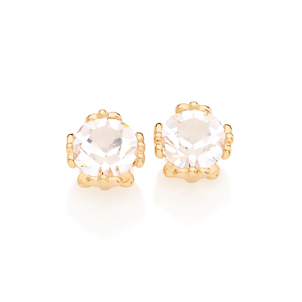 Brinco Feminino Rommanel Solitário Banhado a Ouro 18k com Zircônias 524407