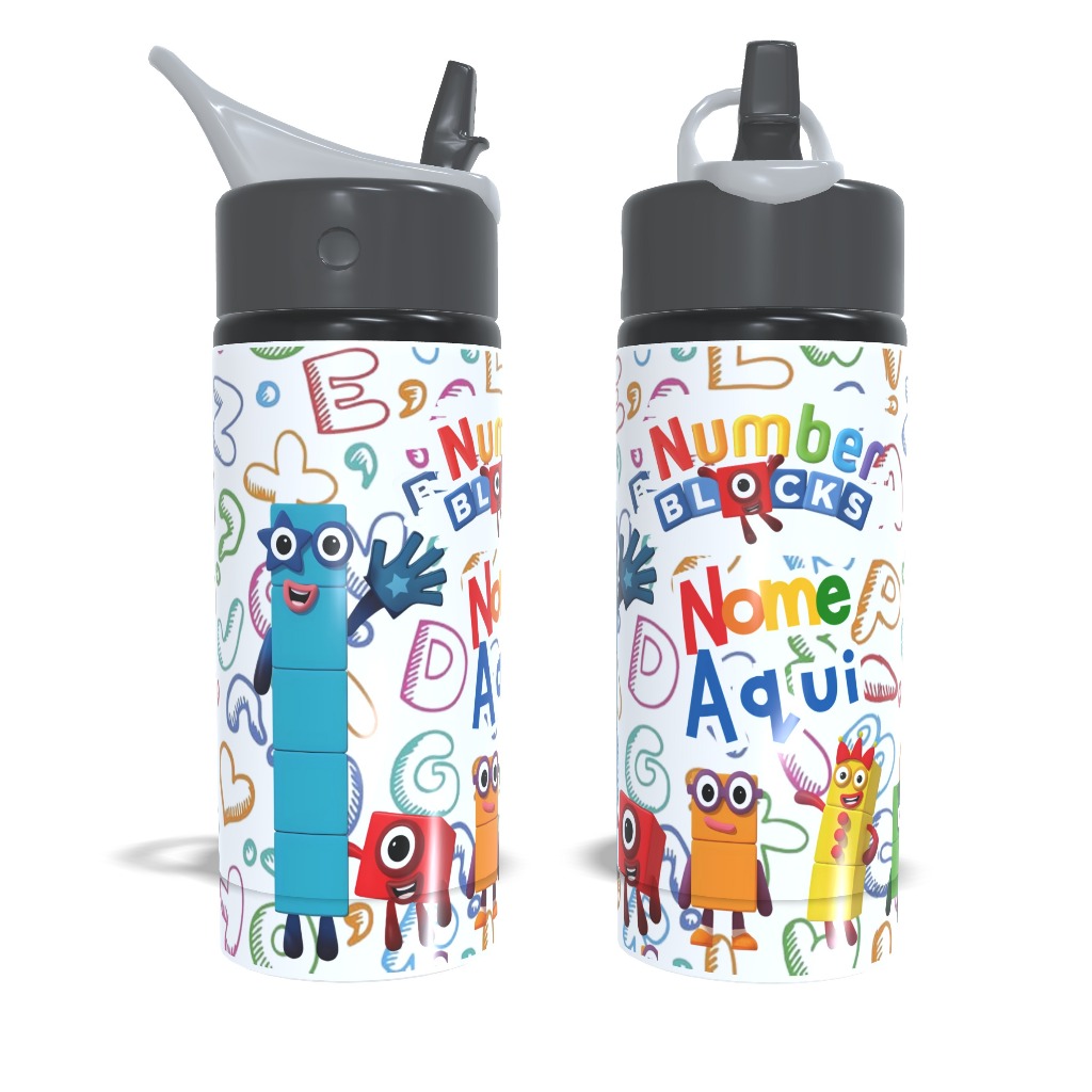 Garrafa Squeeze de Alumínio Numberblocks com Nome Personalizado 600ml em Oferta na Shopee