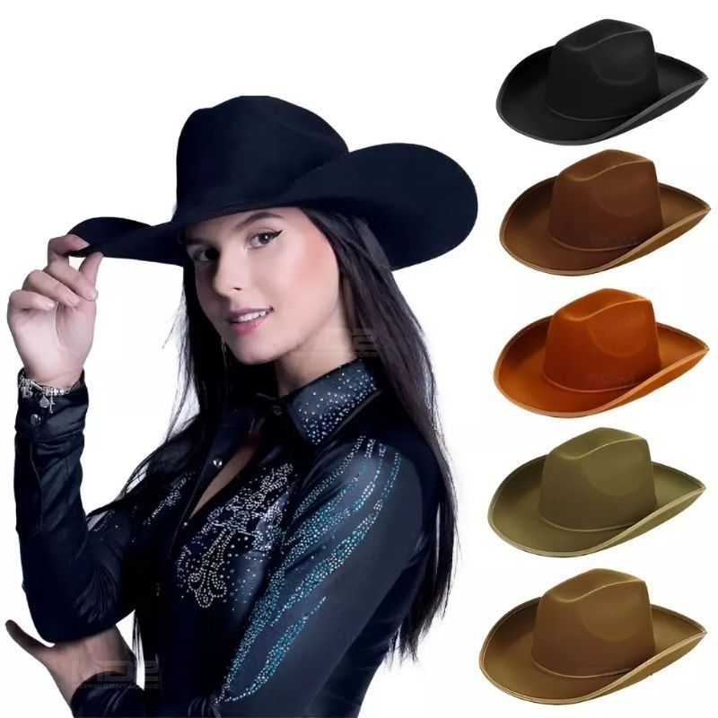 Chapeu Country Adulto Sertanejo Estilo Barretos em Oferta na Shopee