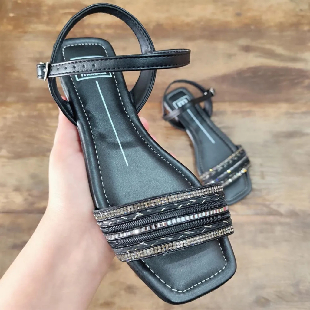 Sandália Rasteirinha Feminina Moleca Tira Ajustável Fivela Rasteira Flat Linda Leve e Confortável em Oferta na Shopee