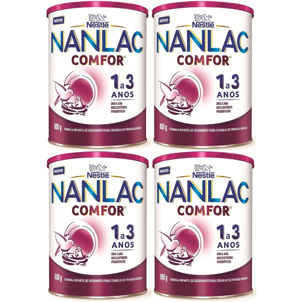 Kit 4 Latas NANLAC Comfor 1 a 3 Anos 800g cada (ROXO) EQ.1