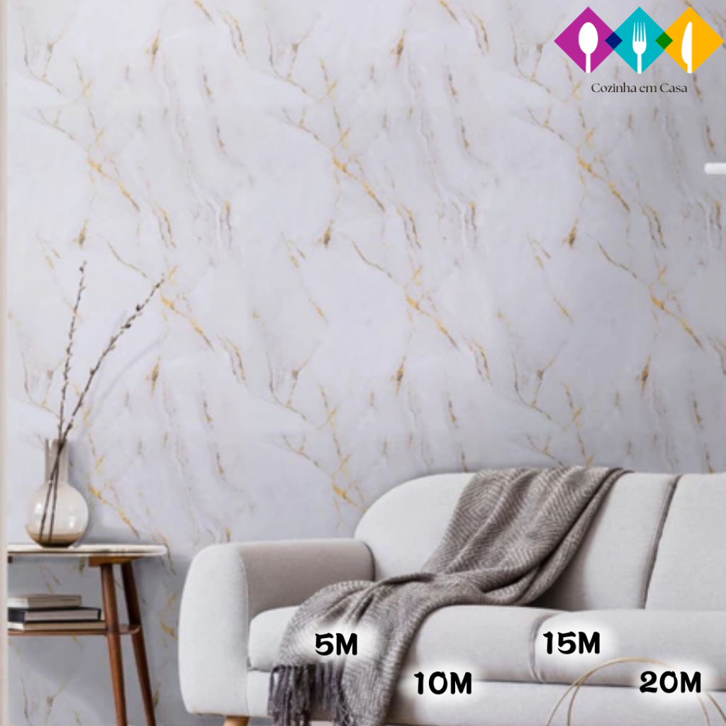 Papel de parede autoadesivo com textura de mármore 3D em Oferta na Shopee
