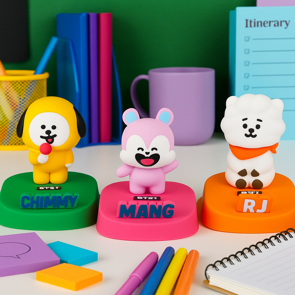 Suporte para Celular BTS BT21 K-pop Smartphone Telefone Apoio Mesa Acessório Escritório Personagens Infatil Homeoffice
