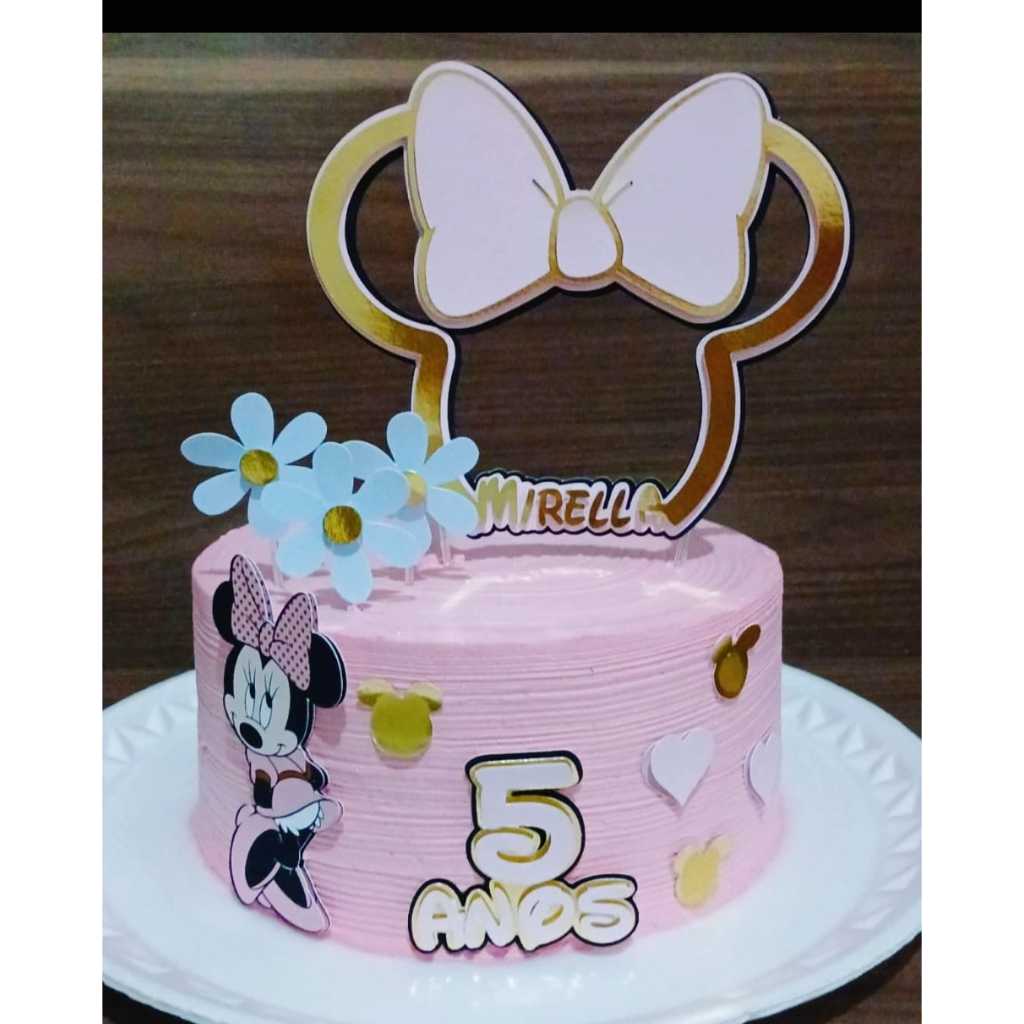🎀🌸 Topo topper de Bolo Personalizado – Tema Minnie Rosa (Luxo)