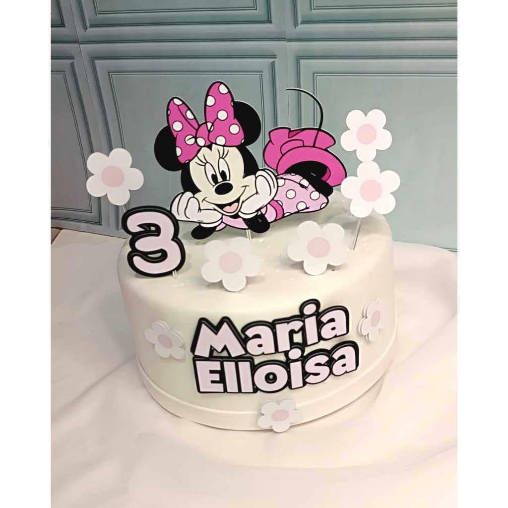 🎀🌸 Topo topper de Bolo Personalizado – Tema Minnie Rosa