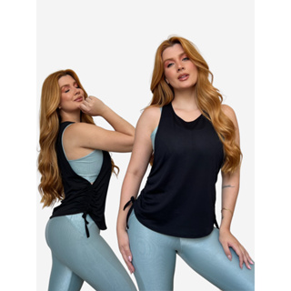 Blusas Dry Fit Feminina Fitness Decote Lateral Tapa Bumbum Top Regata Treino Esporte em Oferta na Shopee