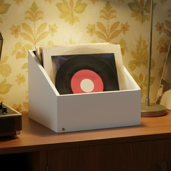 Nicho Organizador Porta LPs Vinil Slim MDF Branco | Estante Expositor Retrô Caixa